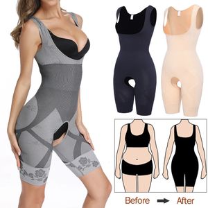 Women Shapewear Full Body Shaper Slimming Bodysuit Open Crotch Corset Waist Trainer Shaping Underwear Postpartum Recovery Sheath 231222