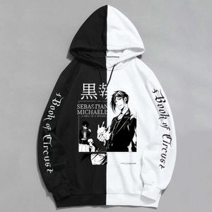 Vintage artı boyutu erkek giyim siyah uşak anime grafik hoodies kadın erkekler büyük boy kapşon sokak giysileri erkek sweatshirt