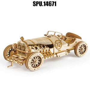 3D головоломки 3D деревянные головоломки Toys V8 Grand Sport Car Model Kits для Teensl231223