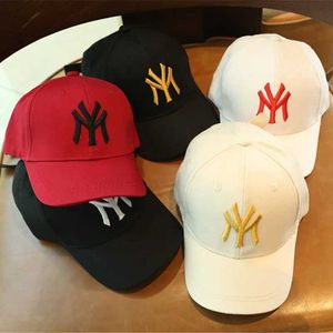 Top kapakları serin yeni kızlar çocuklar çocuklar ny cap harfi nakış kız beyzbol şapkası popüler hip hop güneş şapkası kırmızı casquette new york j231223