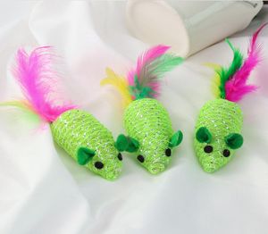 Yeni yeşil braidedarfial tüy fare oyuncak komik sesler ile komik kedi oyuncak kedi malzemeleri çizik dirençli hayvan oyuncakları T2I59295955965