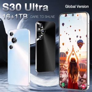 Оригинальный смартфон S30 Ultra 7.3 HD16GB+1TB 50+108MP 5GPHONE Разблокированные Celulares 10Core Android13.0 Двойная SIM -карта 8000mah