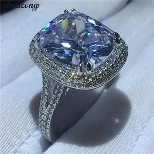 Choucong Büyük Lüks Yüzük 925 STRING Gümüş Yastık Kesme 8ct Diamond CZ Engagement Wedding Band Rings For Women Jewelry294Q