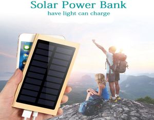 Ultra Thin Solar Bank Bank 20000MAH Внешний аккумулятор Quick Charger Dual USB Powerbank Portable Portable Solar Panel с Flash Light9775145