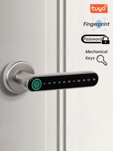 Kak Smart Finger -отпечаток двери Блокировка черная биометрическая заблокированная дверная блокировка пароля без ключа входной дверь с ручкой оборудование для безопасности 231222
