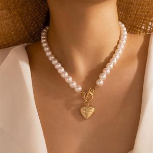 Vintage Pearl Chains Halskettenkragen Statement Anhänger für Frauenketten auf dem Hals Chocker Punk Schmuck Freundschaft Geschenk Halsketten 301Q
