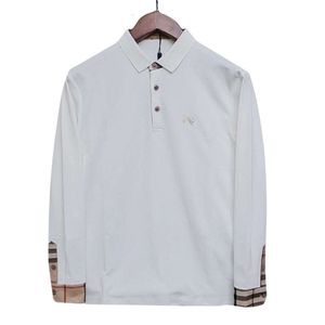 Burberys T-Shirt Tasarımcıları Moda Erkekler Klasik Ekose Eşya Polo Gömlek Business İnci Kat Örgü Pamuk Uzun Kollu T-Shirt Moda Plus Boyut