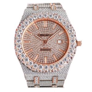 Верхние роскошные мужские часы розовое золото и серебряный двойной цвет нержавеющая сталь.