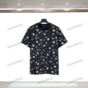 Xinxinbuy 2024 Erkekler Tasarımcı Tee Tişört Noktaları Dalga Noktalı Mektup Baskı Kısa Kollu Pamuk Kadınlar Siyah Beyaz Gri S-2XL