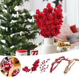 Flores decorativas 5pcartificial Red Fruit Cuttings Berry Christmas Tree Wreath Rattan Material Diy Vasos de flores com artificial