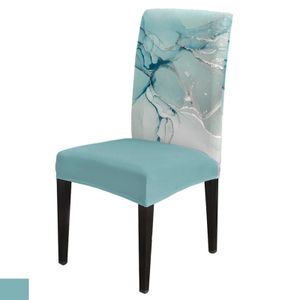 TEXTURA DE mármore Capa de cadeira de jantar verde 8pcs Spandex Elastic Slipcover Case para Wedding El Banquet Room 231222