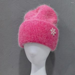 Boinas que vendem chapéu de inverno chapéus de pele de verdade para mulheres floco de neve gorro quente