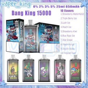 Bang King 15000 Puf E Sigara Örgü Bobin 25ml Pod 650mAh Pil Elektronik Cigs Puffs 15k 0% 2% 3% 5% 10 Teşerler Vape Kalem Hızlı Teslimat Fabrika Çıkışı