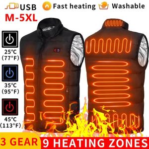 9 Heated Vest Zones Electric Heated Jackets Men Women Sportswear Heated Coat Graphene Heat Coat USB Heating Jacket For Camping 231222
