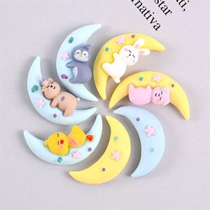 20pcs Kawaii Cartoon Star Moon Animal Rabbit Resin Components Cabochon Scrapbookt Flatback Craft Accessori per capelli fai -da -te Telefono case190o