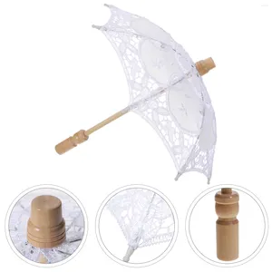 Guarda -chuvas guarda -chuva de algodão parasol roupas de verão roupas brancas crianças vestido bordado de renda noiva