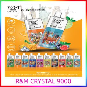 Otantik RM kristal 9000puff kapasitesi 18ml E sıvı şarj edilebilir pil, C Tip Portu Rm Crystal Rm 9000 Bang Crazvapes