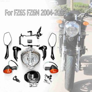 Yamaha için Motosiklet Aydınlatma 2004 - 2006 FZ6 FZ6S FZ6N Fazer Motosiklet Far Seti Kafa Işık Montaj Sinyal Aynası FZ6 600 2005L231225