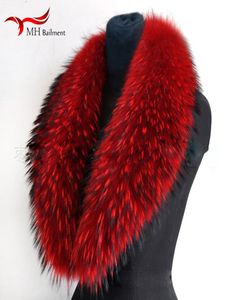 Gerçek rakun kürk eşarpları kadın 100 saf doğal rakun kürk yaka sıcak kış eşarpları kırmızı tilki kürk yaka m8 2010185986883
