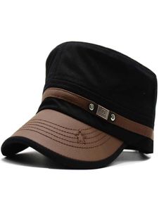 Men039s Moda Düz Top Hat Pu Deri Tepeli Beyzbol Kapağı GI Ordu Kolordu Şapka Devriye Cap Cap Sun Visor Snapback Cap4897790