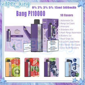 Fabrika çıkış Bang Pi10000 Puflar Tek Kullanımlık E Sigara Bobin 15ml Pod 500 MAH Pil Elektronik Cigs Puffs 10k 0% 2% 3% 5% 10 Flavors Vape Pen