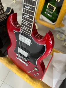 SG Gitara elektryczna, czerwona wino, błyskawica, srebrne akcesoria, w magazynie, Błyskawica bezpłatna wysyłka