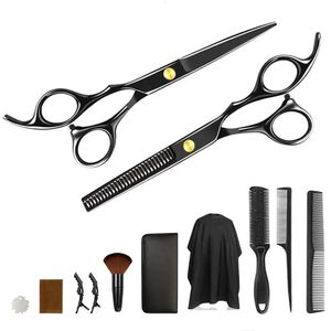 Tesoura de cabeleireiro profissional para corte de desbaste barbeiro tesouras de corte de cabelo cabo cabeleireiro máquina clipper conjunto kit 231225