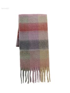 2022 Autumn and Winter New Style Imitation Cashmere Ac Scarf for Female Students Rainbow Plaid Mid-length Versatile Warm