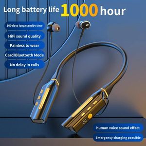 Kulaklıklar 1000 Saat Oynatma Kablosuz Kulaklıklar Boyun Bandı Kulak Bandı Bluetooth Bas Seti Spor Su geçirmez kulaklıklar Power Bank gibi olabilir