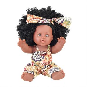 12 -дюймовый ПВХ черная кукла с вьющимися волосами Симпатичная кукла горяче