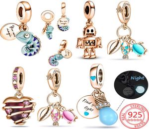 Yeni Popüler S925 STERLING Gümüş Orijinal Gül Altın Bukalemun Cazibesi Ampul Balık Kaplumbağa Kabuğu Kolye Bilezikler ve Kolyeler İçin Diy Bilezik Charm5063886