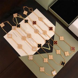 Роскошное ожерелье клевера с 10 бриллиантами, брендовое модное ожерелье Vans Cleef, высококачественное дизайнерское ожерелье из 18-каратного золота с коробкой для женских ювелирных изделий