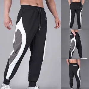 Erkekler Pantolon Sıradan Pantolon Taytlar Renk Bloğu Jogging Mid Waist Sports Men için Ağartı ile Gevşek Drawstring