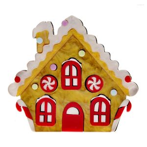 Broşlar el yapımı karikatür akrilik şeker kurabiye evi kadınlar için çocuklar için komik sevimli el sanatları yaka pinler parti mücevher Noel hediyeleri