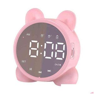 Настольные часы с милым котом, Bluetooth-динамик, будильник, светодиодные цифровые часы для девочек, прикроватная температура пробуждения, Sn 211112, прямая доставка на дом Dhv8Q