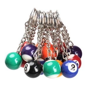 16pcs Lot bilardo topu anahtar zinciri anahtar yüzük yuvarlak kolye araba anahtarlık takı takı moda anahtarlar aksesuarlar karışık renk282y