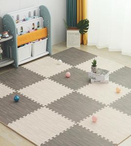 Wood Grain Puzzle Floor Foam Carpet Bedroom Splicing Mat Baby Play Mat Interlocking Exercise Tiles 10Pcsset 3030cm 2202124813637