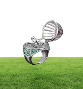 Donia mücevher lüks yüzük moda kuş kafesi bakır mikroinlaiied zirkon Avrupa ve Amerikalı yaratıcı tasarımcı el hediyesi85810306242258