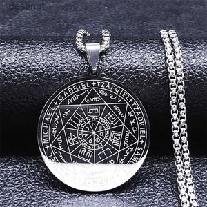 Beaded Necklaces Seven Archangels Amulet Stainless Steel Necklaces Men Seal of Solomon Talisman Necklace Protection Jewelry collar hombre N1162S2L231225