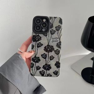 Grey Rose for iPhone14Pro maxiPhone13 phone case 12 soft shell
