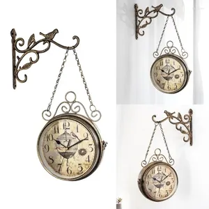 Настенные часы двойные боковые тихий часы винтажные декоративные декоративные поставки для дома для домашнего фестиваля в помещении