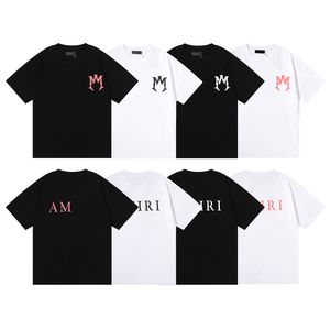 Tasarımcı Bir Miri Mens Tshirt Kadın Tişört Çift Street Marka Markası Gömlek Baskı Amirler Kısa Kollu Kısa Kollu Gevşek Erkekler T-Shirt Yuvarlak Boyun Boyut