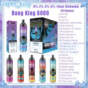 Лучший выбор клиента Bang King 6000 Puffs Одноразовые электронные сигареты с сетчатой катушкой 14 мл Стручок 850 мАч Аккумулятор Электронные сигареты Puffs 6K 0% 2% 3% 5% 24 вкуса Vape Pen Быстрая доставка