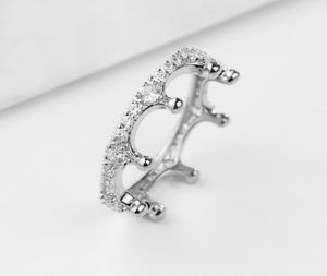 Toptan-Yeni Moda 925 Sterling Silver Crown Ring Seti CZ Diamond Women Weners için Orijinal Kutu1299221