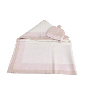 Luxo recém-nascido tricô cobertores bebê crianças macio quente malha quadrada colcha cama cobertor com chapéu 2pcs conjuntos de roupas infantis roupas de presente s0975