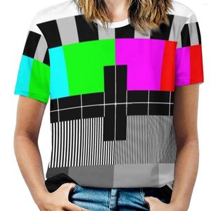 Kadın Tişörtleri Kalibrasyon Test Kartı TV Monitörü Film Video Geek Kadın T-Shirt İlkbahar ve Yaz Baskılı Mürettebat Boyun Külotu Top