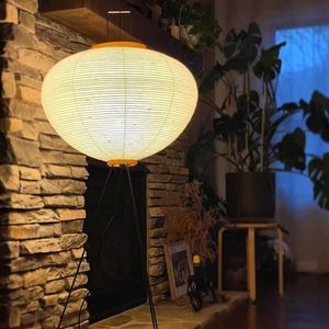 Lâmpada de lanterna de papel de arroz de estilo japonês - Design de arte retrô para quarto e sala de estar - luminária de mesa de chão simples e elegante - W0428