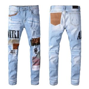 Дизайнерские джинсы Purple Jeans Mens Jeans Женские джинсовые брюки Периодитые рваные байкер Джин Слим Фат Мотоцикл Мужская одежда Размер 28-40 Шорт Брюки пляжные брюки