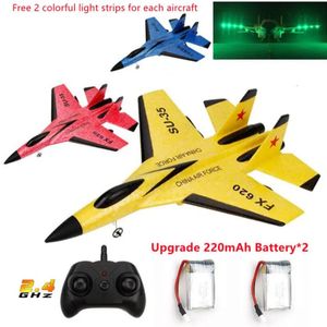 Aircraft Electric RC Aircraft RC Plane SU 35 With LED Lights Remote Control Flying Model Glider 2 4G Fighter Hobby Airplane EPP Foam Toys K