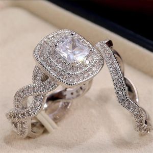 Yeni Varış Bling Bling Zirkon Lover Çifti Çift Düğün Gelin Gelin Damat Halkası Mücevher Hediye Us Boyut Boyutu 6 7 8 9 10216m